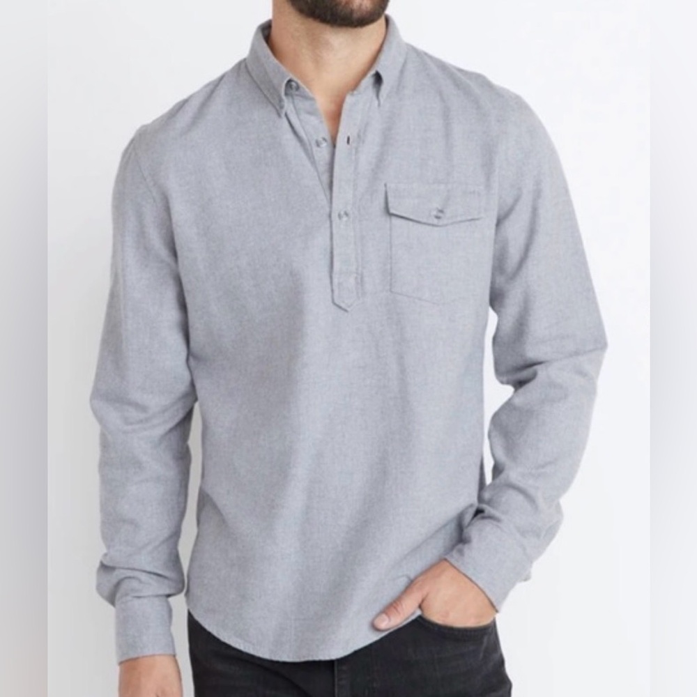 Marine Layer Shotwell Popover Men's Long-Sleeve Button-Down - Gray Marge M/L